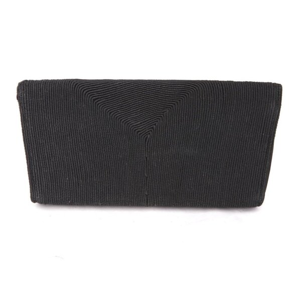 Vintage Corde Clutch Flap Top Evening Bag Purse 1940s/1950s Rope Cord Black Gold - Picture 4 of 8